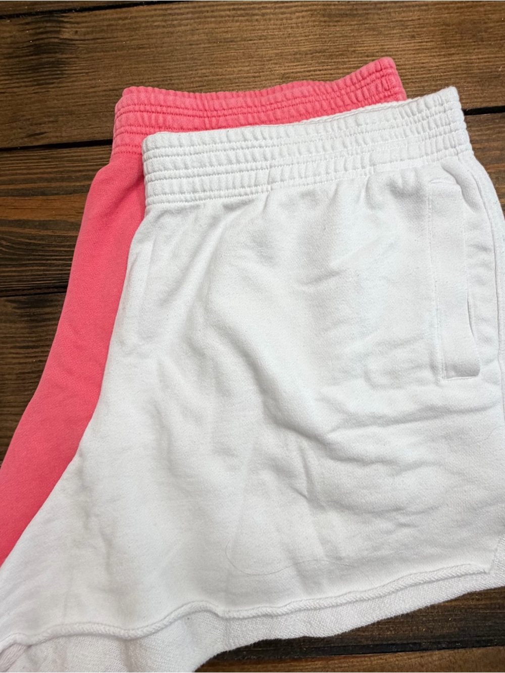 aerie White and Pink Elastic-Waist Shorts Duo